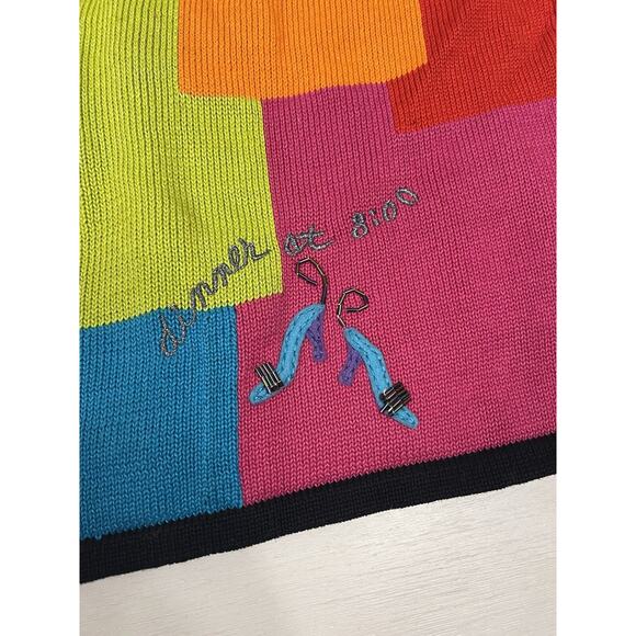 Colorful Cardigan Christina Rotelli Women’s Size Large Vintage “I Love Shopping” - Picture 15 of 15